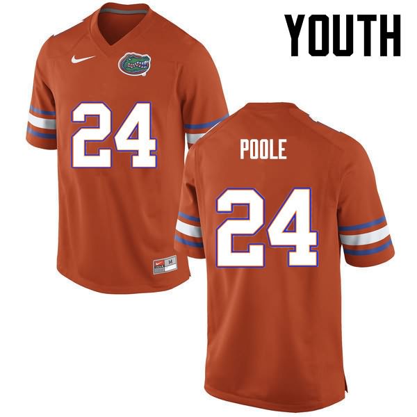 Youth NCAA Florida Gators Brian Poole #24 Stitched Authentic Nike Orange College Football Jersey YUB7165EG